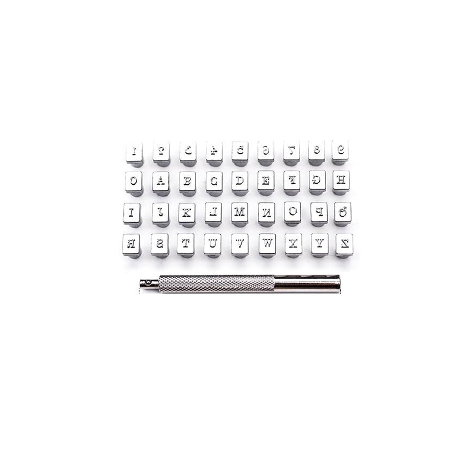 Leather Letter Stamp Set DIY Leather Stamping Tool Set,37 Metal Letters and Numbers Pattern, Stamp Punch, Craft Printing Tools, 3.5mm, 6(3.5MM)