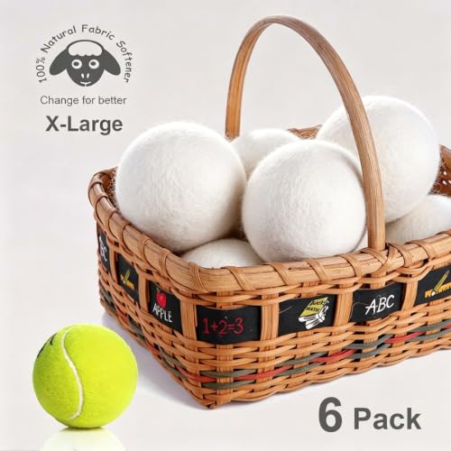 Image of Budieggs Wool Dryer Balls XL 6-Pack, 100% New Zealand Wool Handmade | Chemical-Free Natural Fabric Softener Reusable, Reduces Wrinkles, Tangling, Drying time & Static Cling, Lasts 1000+ Loads