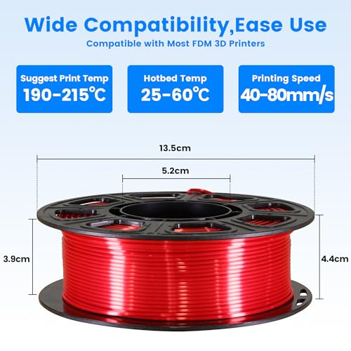 Image of MIKA3D 1.75mm 3D Printer Silk Shiny PLA Filament 8 Spools Bundle, Silk Luster Red Orange Yellow Green Cyan Blue Purple White 8 Most Popular Shining Colors, 0.25kg /Spool, Total 2kg