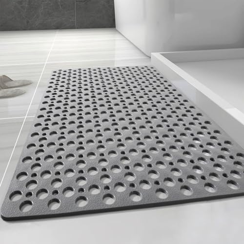 Casa and Beyond Shower Mat Secure Shower Mats Easy to Clean Showers Mat with Suction Cup Washable Non-Slip Bathtub Mats for Inside Showers (Grey 27.6 * 15 in)