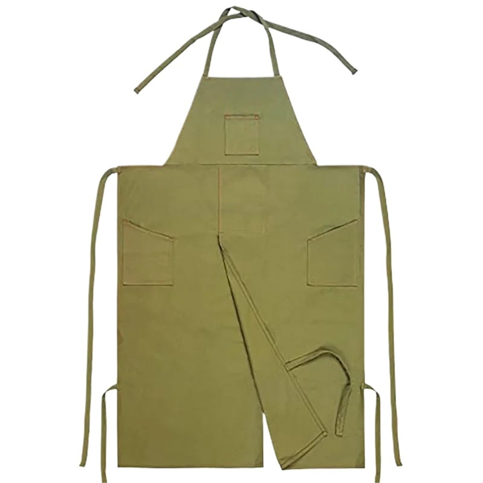 Tablier Potier à Jambes Séparées Tablier long une pièce, multipoches, leggings décontractés, bouts fendus, réglage du cou en usine