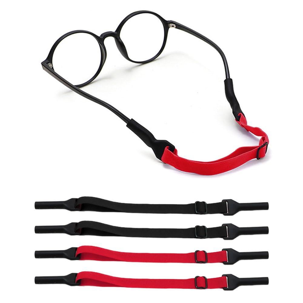 NOKDAL 4 Cinta Gafas Deporte Ajustable Cordon Gafas de Sol Cordones Gafas Deportivas Unisexo Ajustable Retenedor de Gafas Cuerda Gafas Soporte Flotante Sujeta gafas Elástico para Mujer Hombre Niños
