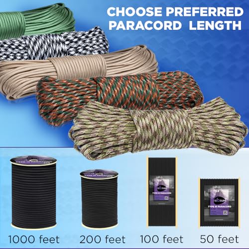 Image of TECEUM Reflective Paracord Rope 1000 - 1000ft /200ft /100ft /50ft - 40+ Colors - Glow in the Dark - para Cord - Utility Rope for Survival, Hunting & Camping Gear - Nylon String, Camping Rope, Tent Cord