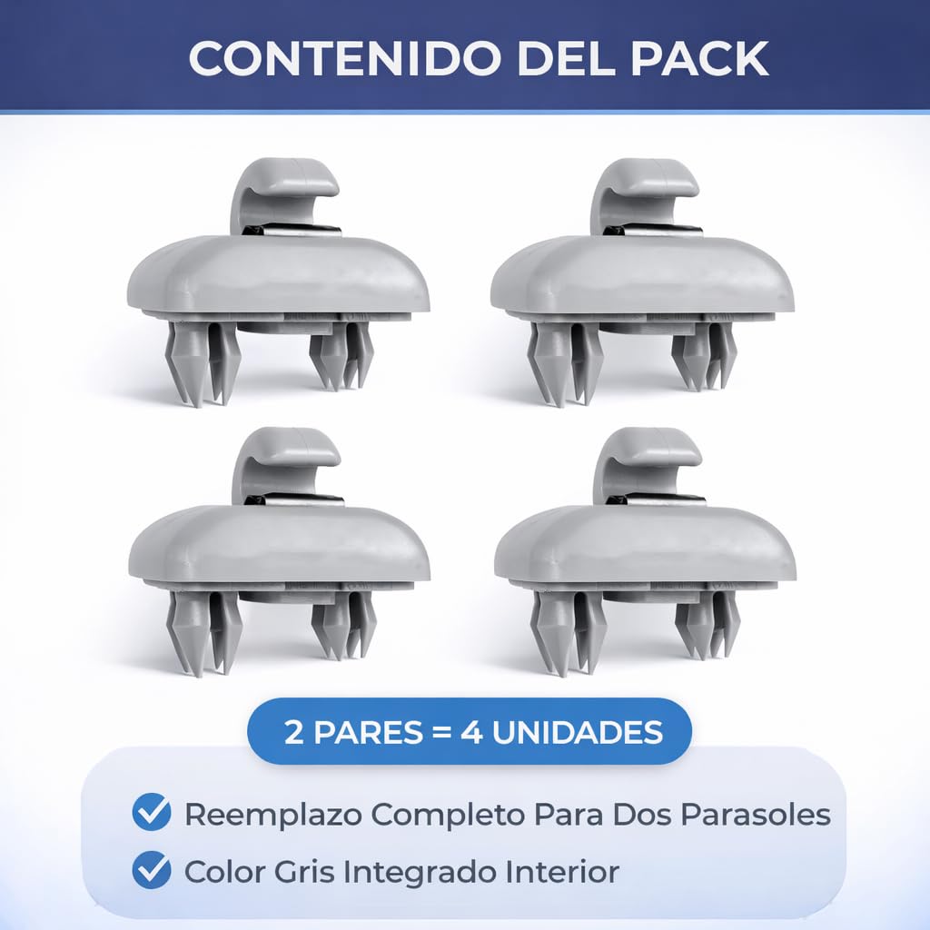 [4 Piezas] Clip Parasol Coche Repuesto Visera Interior Ajuste Preciso Compatible Audi A1 A3 A4 A5 Q3 Q5 S3 S4 S5 TT Gancho Fijacion Techo Vehiculo Plastico Reforzado Gris OEM Duradero Antiruido — view 8