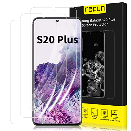 Refun 3 Pack Screen Protector For Samsung Galaxy S20 Plus/Galaxy S20+ 5G (6.7"), Easy To Install, Bubble Free, Case Friendly, Fingerprint Id Compatible, Scratch Resistant Flexible Clear Tpu Film (S20 Plus (6.7 Inch) Hd Clear) #TOP2