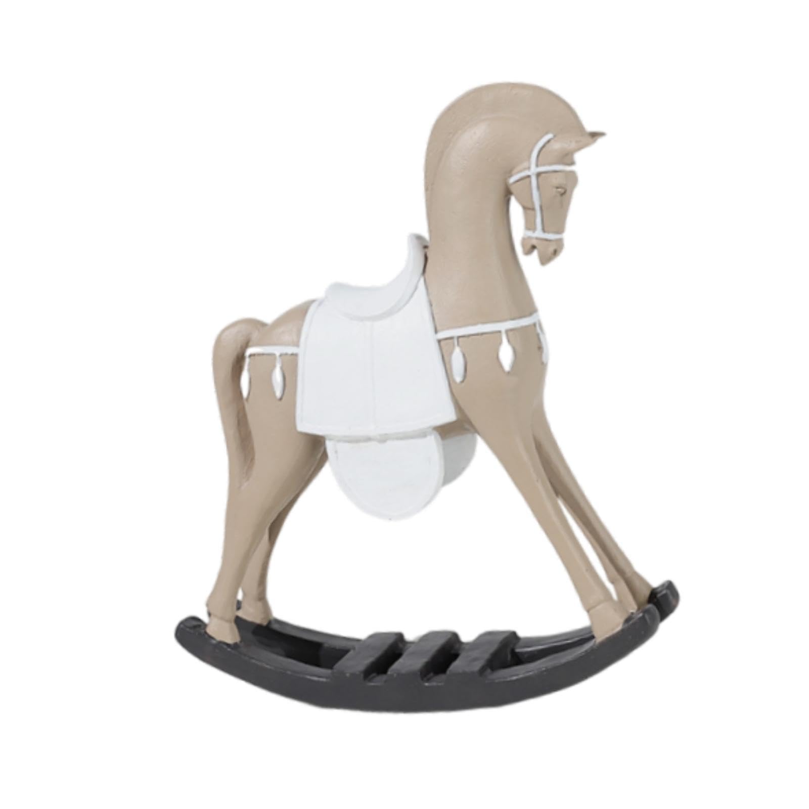 Statue de cheval à bascule rétro en résine élégante pour meuble de salon