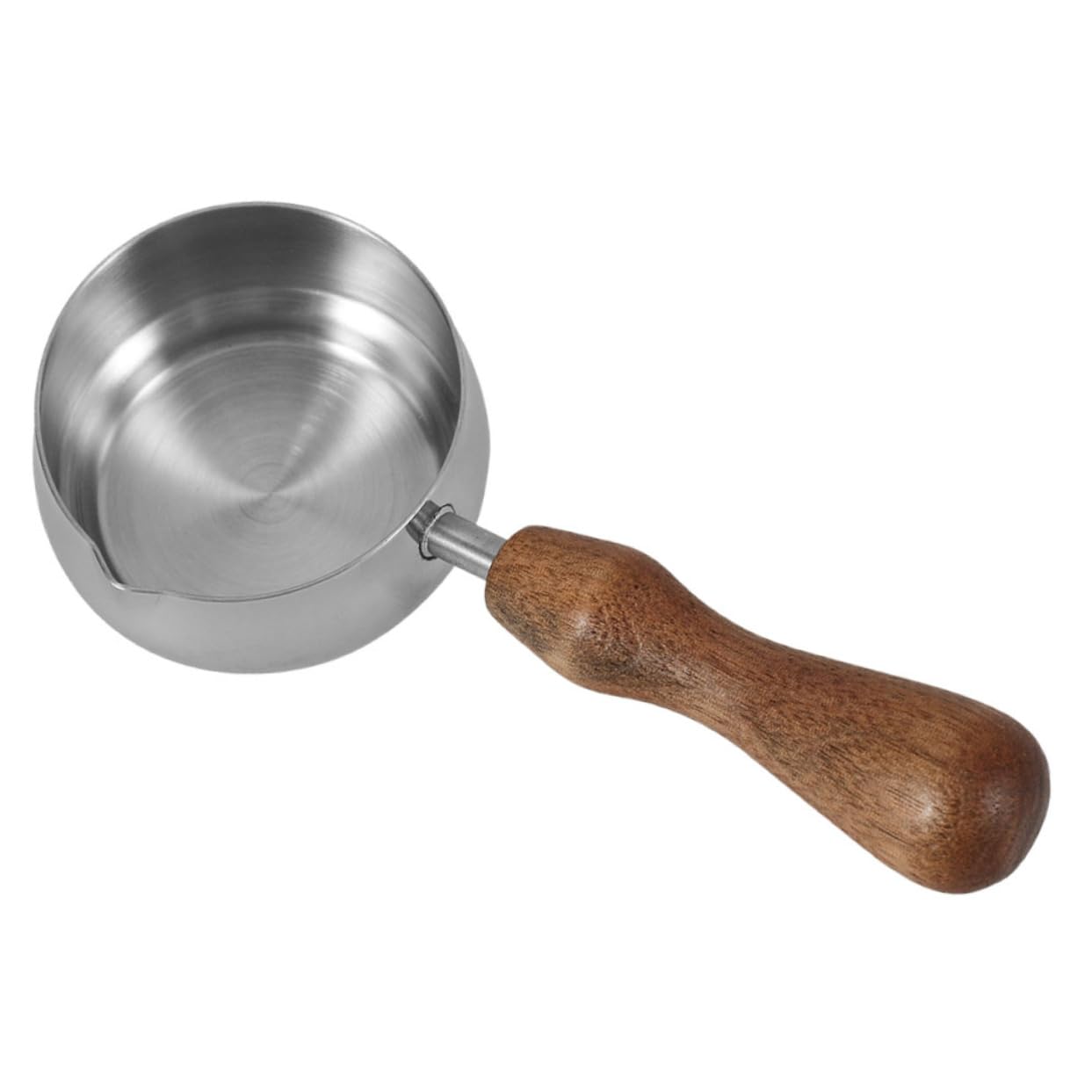 KALLORY Pitcher with Wooden Handle Espresso Frothing Jug for Coffee Milk Sauces Elegant Design for Home and Restaurant Use