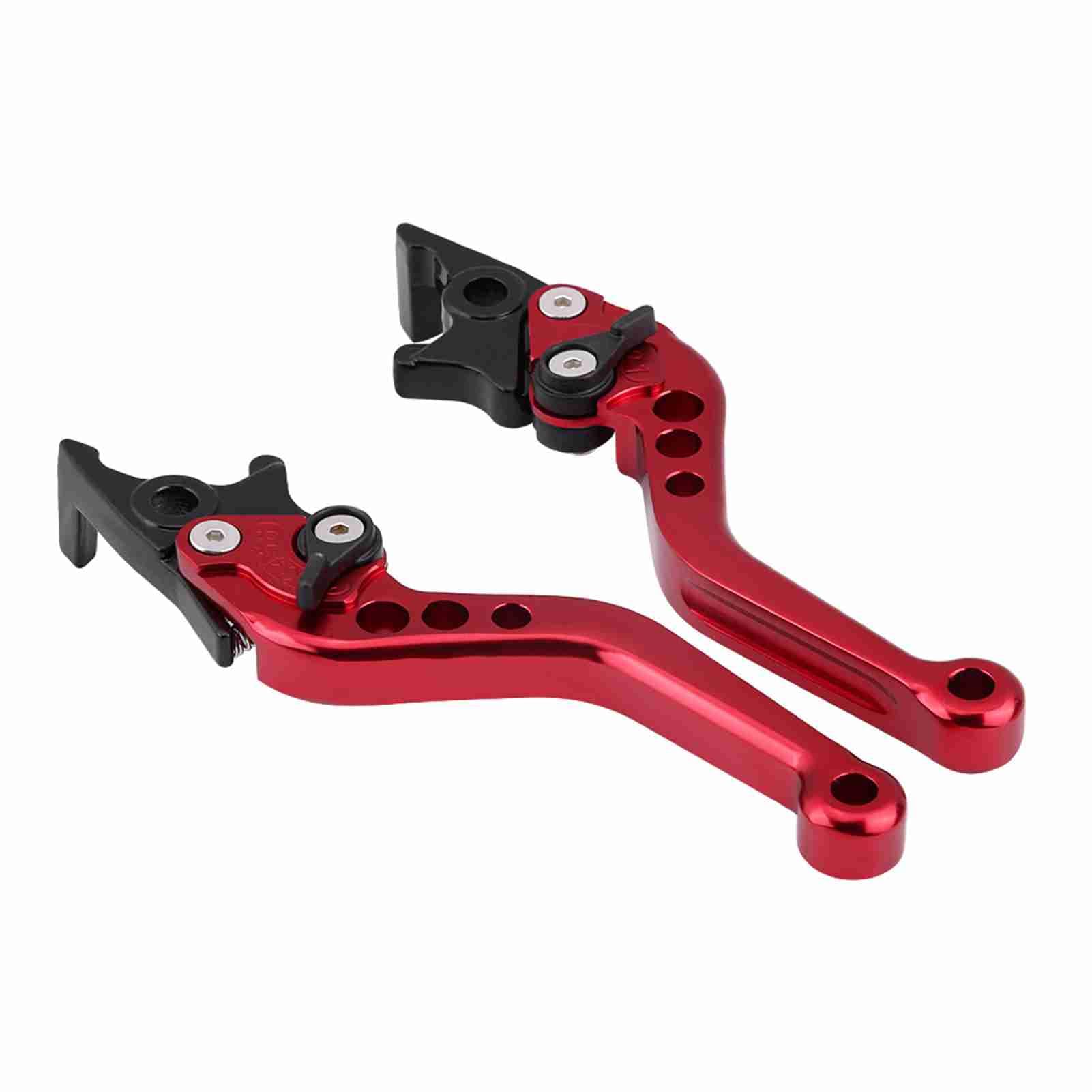Qiilu Levier de frein, Leviers de frein à double disque 1 paire poignée de modification de motos de motocyclette en alliage d'aluminium CNC universel Levier d'embrayage (rouge)