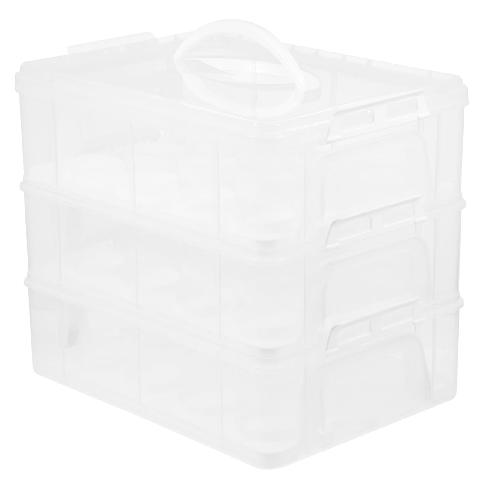 GRIRIW 3 Tier Cupcake Carrier Box Handle Bakeware Boxes Portable Cake Transporter Cupcake Containers