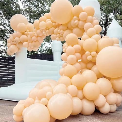 Image of Jobkoo Nude Balloons 5 Inch, 60Pcs Small Beige Balloon Retro Apricot Neutral Latex Balloons 5'' Mini Matte Tan Cream Blush Helium Balloons for Boho Birthday Wedding Baby Bridal Shower Party Decoration