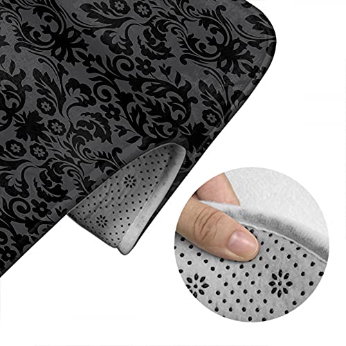 Badezimmerteppich-Set, Damast, rutschfest, Vintage-Blumenmuster, Barock, 3-teilig, Badematte, Kontur, WC-Deckelbezug… – Bild 5