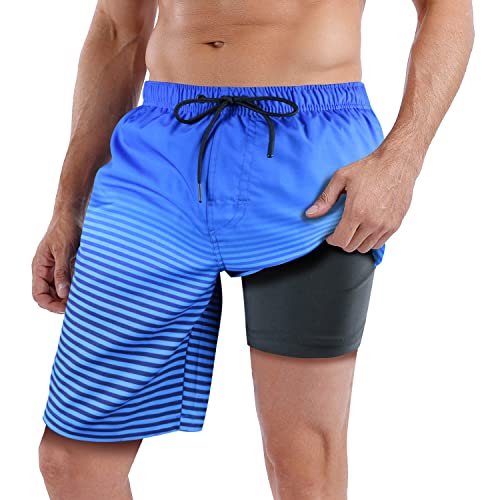 QRANSS Mens Swimming Trunks with Compression Liner 9'' Quick Dry