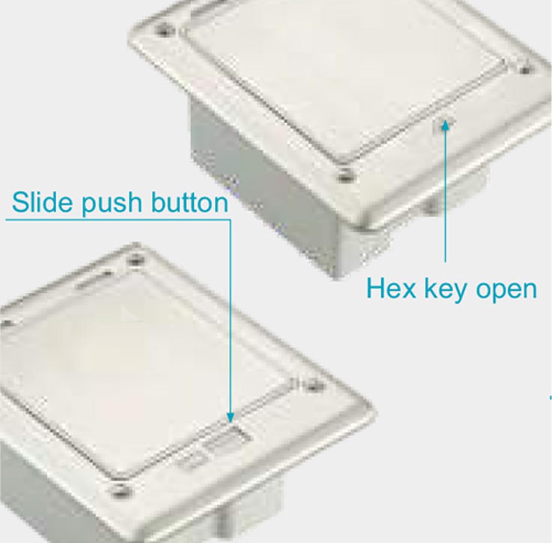 Bodeneinbausteckdose,1 Stecker und 1 USB-Anschluss eingebaut, mit Indikator-Design, quadratische Edelstahlplatte, IP65 Wasser- und staubdicht, IK10 Schlagfestigkeit