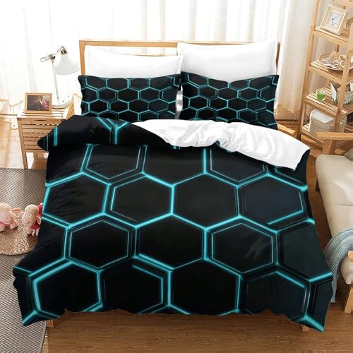 Lumières hexagonales parure de lit microfibre 140x200 drap néon