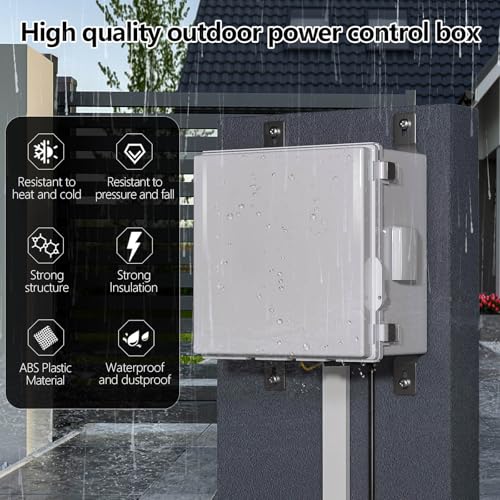 Image of ABS Electrical Junction Box, Ventilated Design, Cable Grommets, IP65 Waterproof Enclosure, Indoor /Outdoor Use with Mounting Panel. (Grey Cover, 11.9 inchx11.9 inchx7 inch)