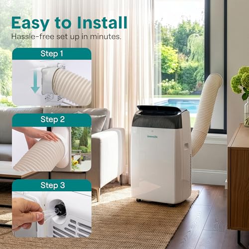 Image of SereneLife 12,000 BTU Portable Air Conditioner with Dehumidifier, Heat, & Fan | Wi-Fi Enabled Portable AC Unit for Wide Area Climate Control | Compact Standing Air Conditioner with Window Kit