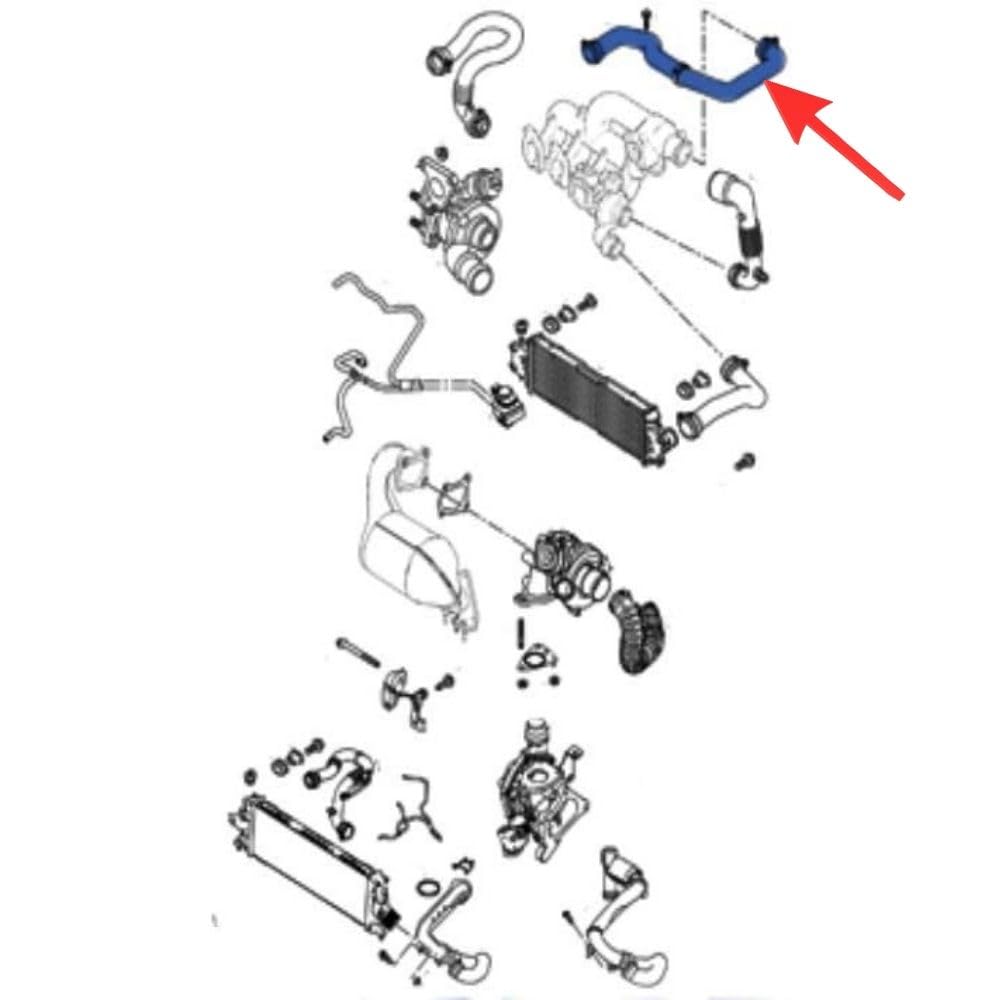 Tubo de repuesto Turbo Intercool compatible con Opel Vivaro 1.9 DTi, compatible con Trafic compatible con Nissan Primaster 1.9 DCi 101HP desde 2001-8200273825 91167779 93851706 4414223