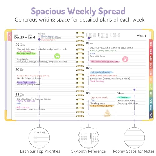 2026 Planner, Forvencer Calendar Planner Weekly and Monthly, January 2026-December 2026, 8.5" X 11", Hardcover Agenda Book with Tabs, Cute Daily Journal Planning with Inner Pocket, Home College Organizer Notebook for Office School Supplies, A4, Purple - Image 5