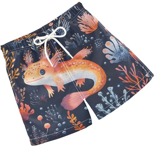 Pigsaly Boys' Swim Board Shorts an Pink Fish Coral Boy's Swim Trunks Kids Swimwear 2T