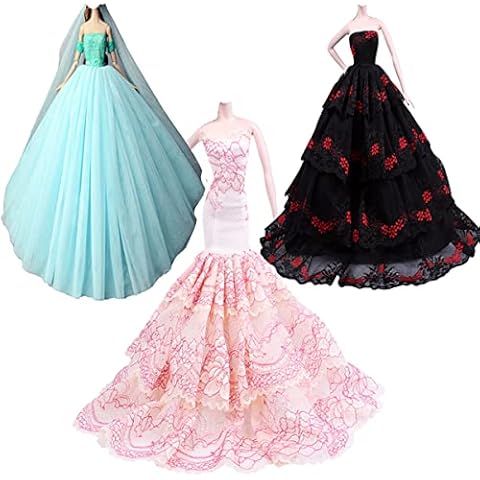 3Pcs Handmade Clothes Vintage Dress for 29cm Doll Wedding Noble Party Dresses Gown Outfit Costume Suit for 11.5 inch Dolls Cover