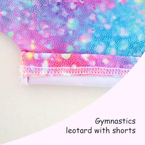 Leotards for Girls Gymnastics Toddler Dance Biketards Mermaid Unicorn Athletic Dance Wear Shiny Rainbow Blue Hotpink