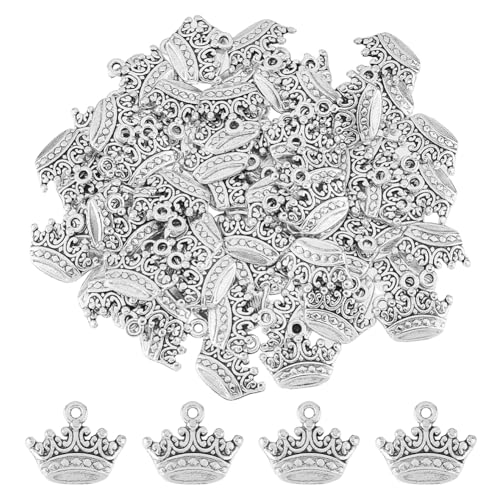 DICOSMETIC 80Pcs Vintage Crown Pendants Small Crown Charms Alloy Tiara
