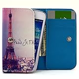 RCA M1 Case,Universal Wallet Clutch Bag Carrying Fold Leather Smartphone Case with Buckle Card Slot for RCA M1 4.0 Inch-Paris Eiffel Tower Style
