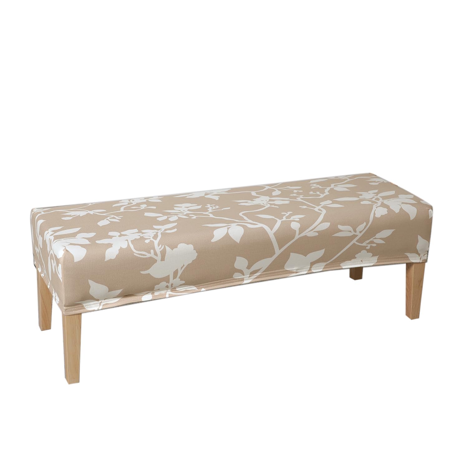 HOKIPO Printed Elastic Stretchable Dining Bench Cover, Buff Brown Sillehoute Floral (AR-4948-C7)-image-27