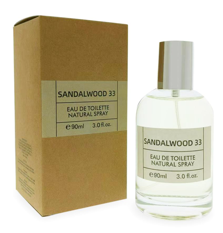 Sandal Wood 33 Spray Perfume for Men and Women Unisex Eau de Toilette Woody Spicy Leather Scent 90ml/3.0 fl.oz