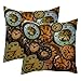 Lot de 2 housses de coussin carrées décoratives durables avec horloge steampunk 40,6 x 40,6 cm
