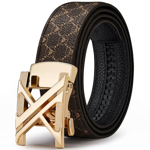 VANNANBA Leather Ratchet Designer Belts with Letter W Buckle, Y Buckle, Perfect for Casual Work Business