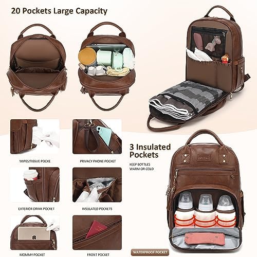 vegan leather diaper bag backpack features baby shower gifts for mom
