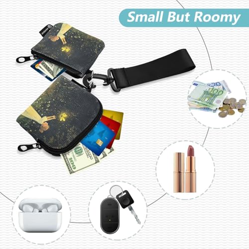 Firefly Lighting Up The Summer Dual Wristlet Wallets for Women Thin Flat Key Chain Wallet Change Purse with Zipper Coin Pocket for Daily Use 2 Packs estuches para tarjetas de credito2