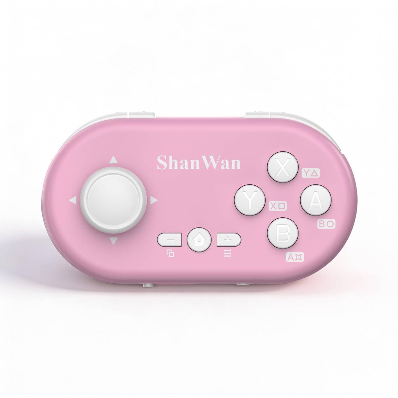 ShanWan Mini Gamepad Bluetooth, Controller Portatile per Switch 2/OLED, PC, iOS,Anki,Android, Joystick Effetto Hall Anti-Drift, Giroscopio 6 Assi, Turbo, Macro Personalizzabile (rosa)