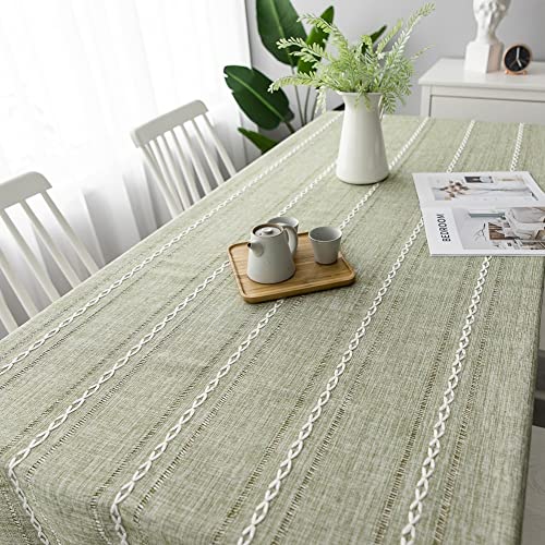 Nappe coton lin sans rides verte, couverture de table rectangulaire chic - 4