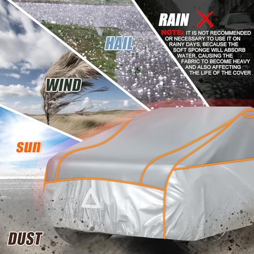 Image of Specialized Hail Protector Replace for Tesla Cybertruck, Multi-Layered Car Hail Blankets Protector Cover with 5mm Thick High Density EVA Cushioning Foam Pad and Reflective Stripes (Gray)