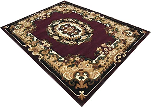 Image of Beautiful American Combination Floral Design Acrylic Touch Carpet for Living Room & Drawing Room with 1 Inch Thickness(180X240 Brown Colour) 6x8 Feet