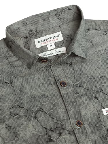 Image of Majestic Man Printed Pure Cotton Slim Fit Casual Shirt