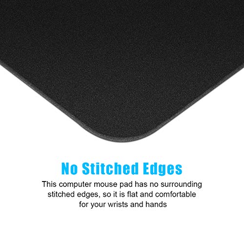JIKIOU 3 Pack Comfortable Mouse Pad, Premium-Textured Computer Mouse Mat, Non-Slip Rubber Base Mousepad for Laptop, Computer & PC, 9.45x7.87x0.12 inch, Black