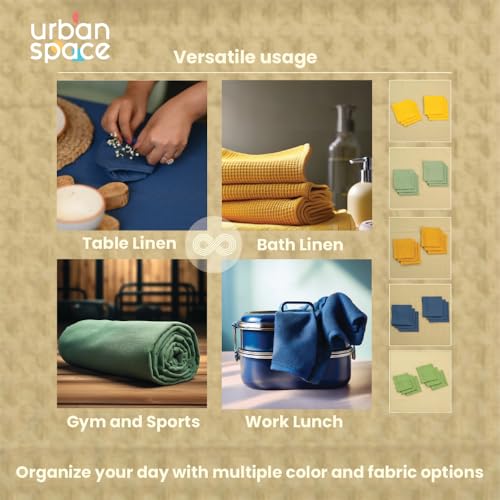 Image of Urban Space 100% Cotton Multipurpose Hand Towel, Kitchen Napkins Set of 6, Dining Table Napkins for Kitchen, Machine Washable & Reusable (Set of 6 - Navy Blue)