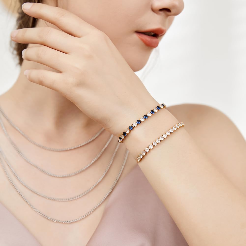 GW Tennis Bracelet for Women Adjustable Slider 14K Gold Plated 4mm Cubic Zirconia Tennis Bracelet Classic Bracelet Fashion Jewelry for Women - Image 2