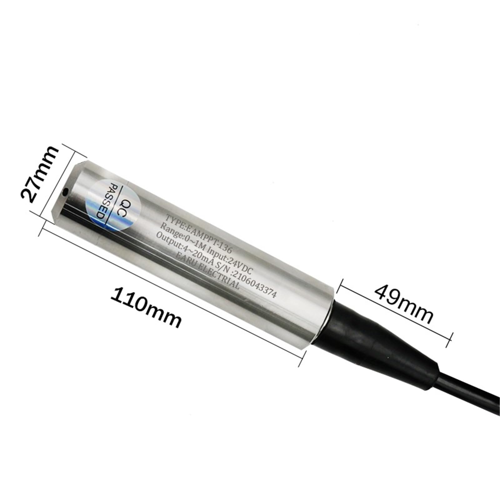 1 Uds 4-20MA 0-5V 0-10V RS485 transmisor de nivel de salida aceite líquido nivel de agua sonda del sensor controlador de detección interruptor de flotador bomba de 1-10m(6m Range 6m Cable,0-5V Out)