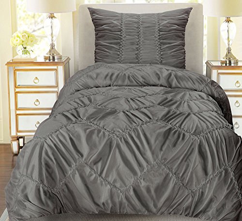 PHOENIX XXL 3D Biesen 100% Baumwolle Design Modern Bettwäsche 135x200cm Farbe: Grau, 2-teilig. 125gr/m² - Image 3