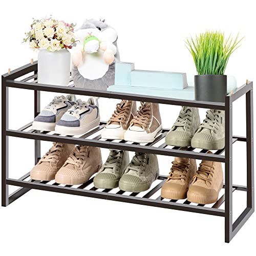 Shoe Rack 3 Tier, Natural Bamboo Stackable Shoe Shelf Shoe Storage Organizer Wooden Shoe Rack for Entryway, Hallway, and Closet Shoe Stand Shoe Rack 3 Tier, Natural Bamboo Stackable Shoe Shelf Shoe Storage Organizer Wooden Shoe Rack for Entryway, Hallway, and Closet Shoe Stand