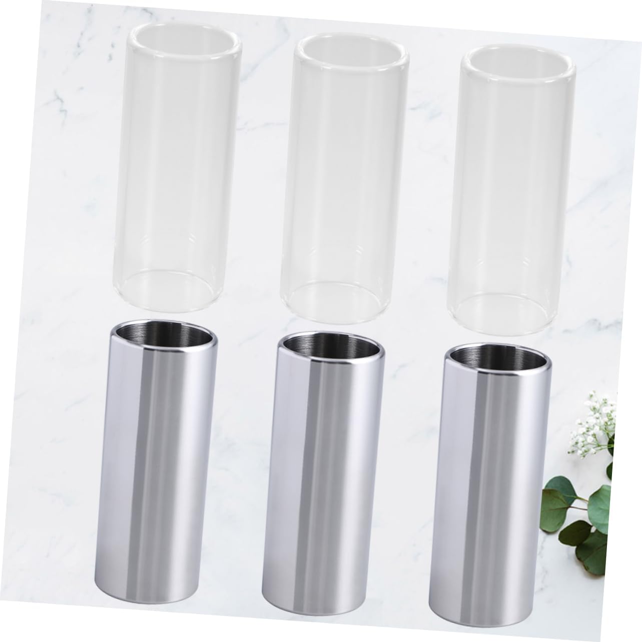 Glass Guitar Slide Medium Bottleneck for Guitar Bass 6Pcs Silver