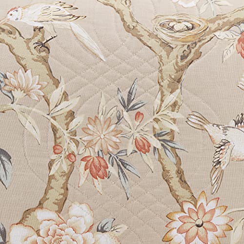 Waverly Mudan Soft All Season Reversible 4 Piece Quilt Bedspread Set, Taupe, King #TOP3