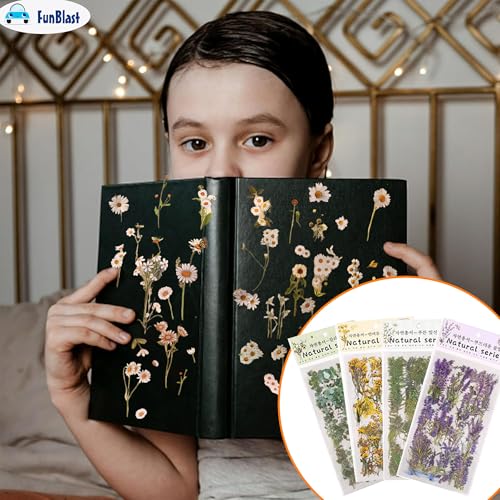 Image of FunBlast Polyethylene Terephthalate Kawaii Sticker Set - 4 Packets, 500+ Stickers for Kids, Nature Vintage Sticker, Leaves Flower for Self Adhesive, Japanese Style Sticker (Multicolor, Paper, 9.5 cm)