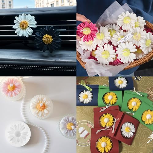 Miniatura 7 de Pekifaves 4 Moldes De Silicona Para Velas, Diseño De Margaritas En 3d, Con Forma De Margaritas De Silicona, Para Hacer Velas Y Jabón