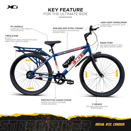 Image of XCi Stormrider 26-Inch Tires Single Speed Rigid Suspension V-Brakes Youth 12+ Years 17-Inch Ultra Light Steel Frame Blue White Bicycle