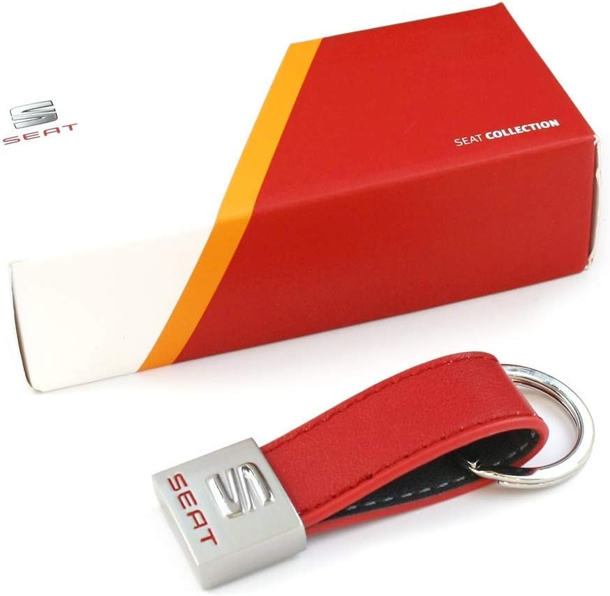 SEAT 6H1087011GBD Original Key Fob Keyring Loop, Red/Anthracite